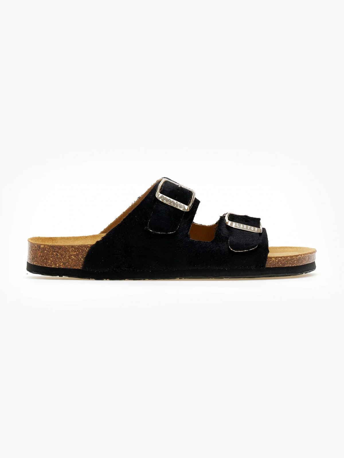 Σανδάλια με συνθετικό ponyskin - Μαύρο - Image 3