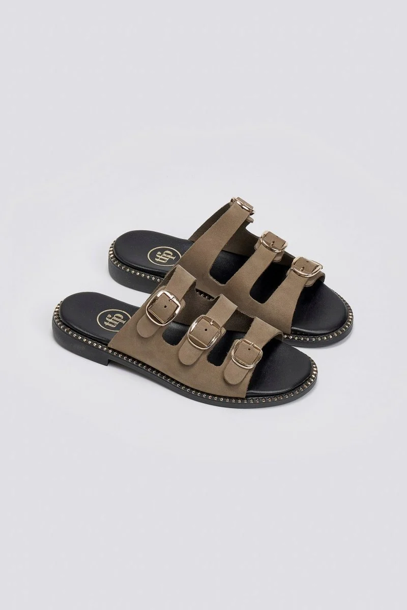 Σανδάλια από δερμάτινο nubuck - χακί - Image 5