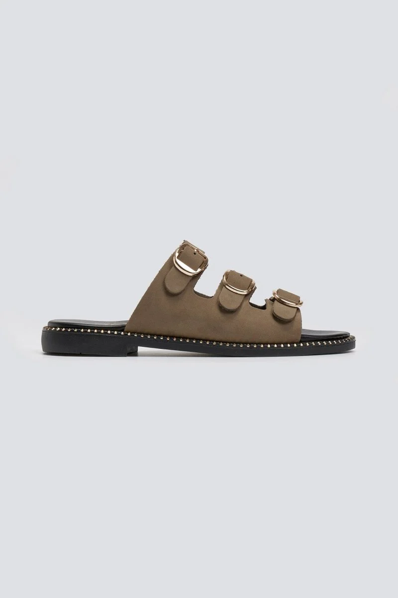 Σανδάλια από δερμάτινο nubuck - χακί - Image 8