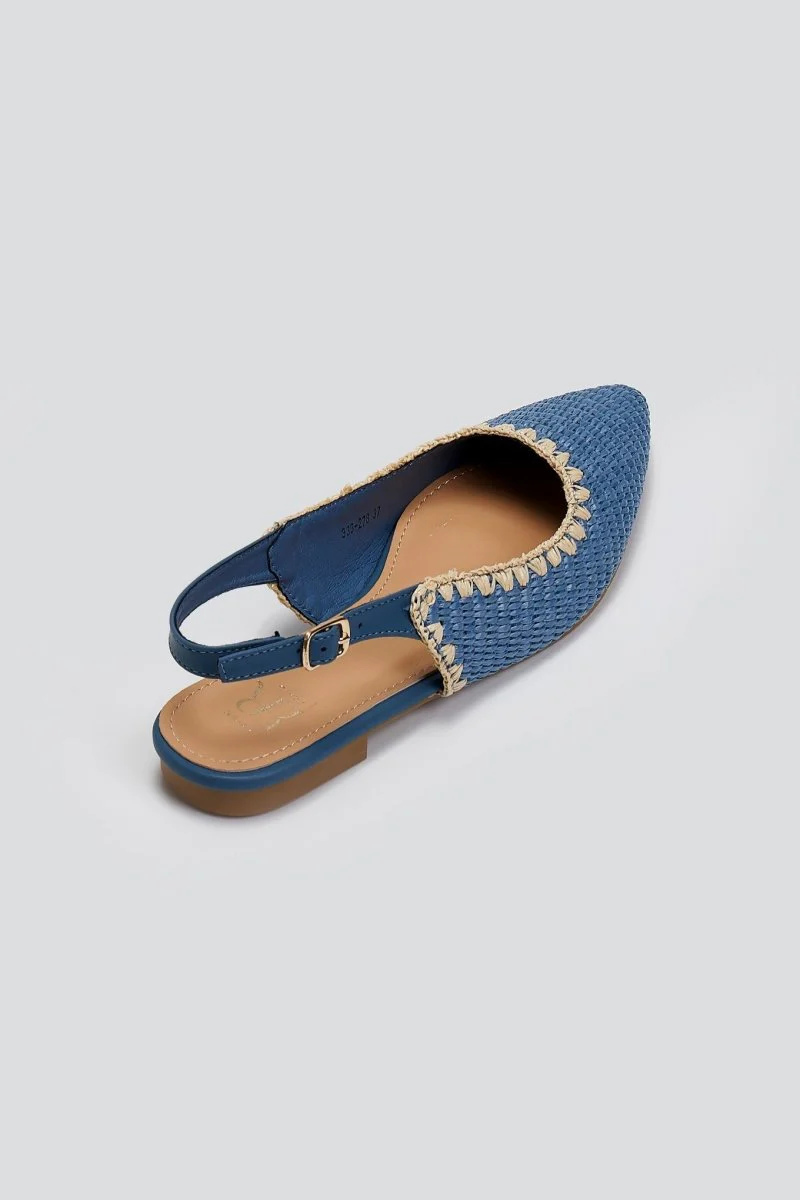 Ψάθινες μυτερές μπαλαρίνες slingback - Γαλάζιο - Image 3
