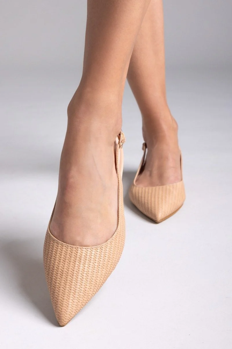 Μυτερές μπαλαρίνες Slingback - Κρεμ - Image 5