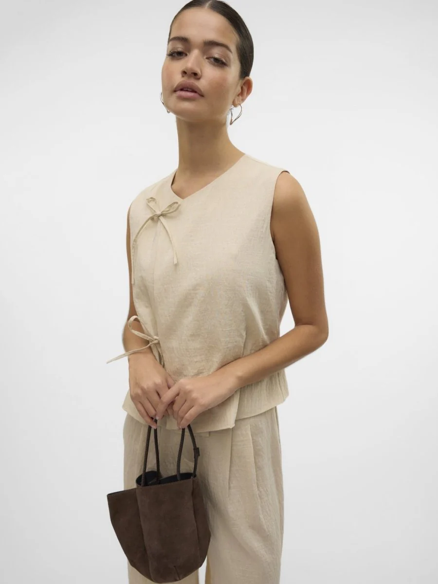 Γιλέκο με κορδόνια - Μπεζ - Image 4