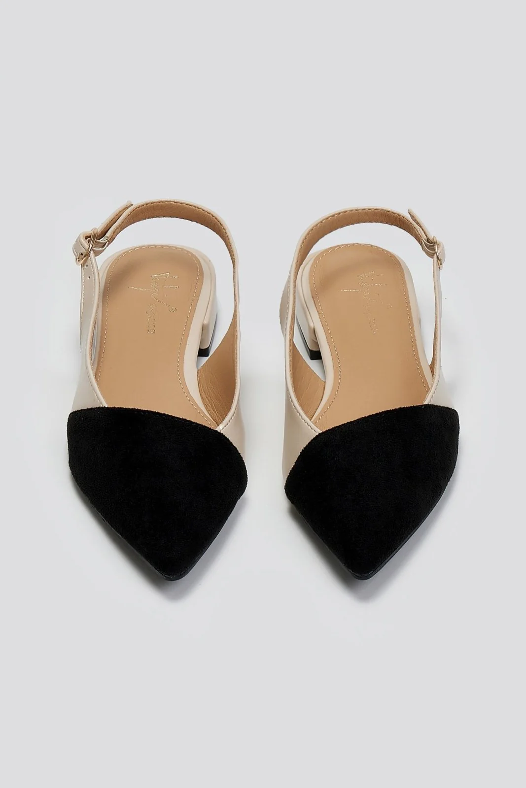 Μυτερές μπαλαρίνες slingback - Μαύρο/Μπεζ - Image 8