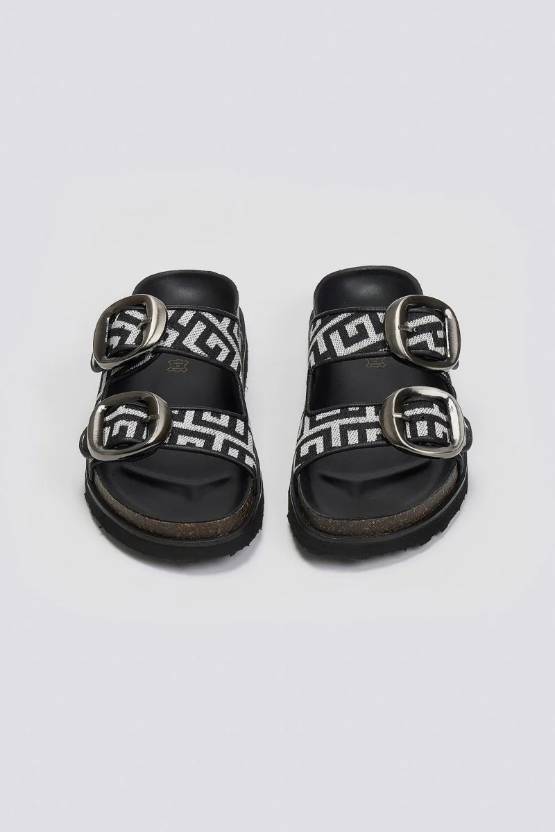 Flatform σανδάλια με δύο φάσες - Μαύρο - Image 5