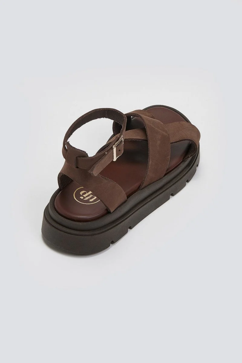 Σανδάλια nubuck με μπαρέτα - Καφέ - Image 4