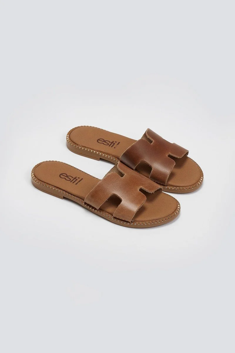 Σανδάλια nubuck με κοψίματα - τάουπε - Image 5