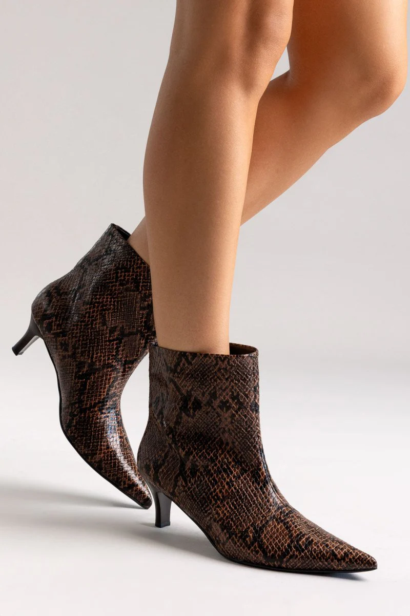 Μποτάκια Αστραγάλου Snake Print - Καφέ Snake Print