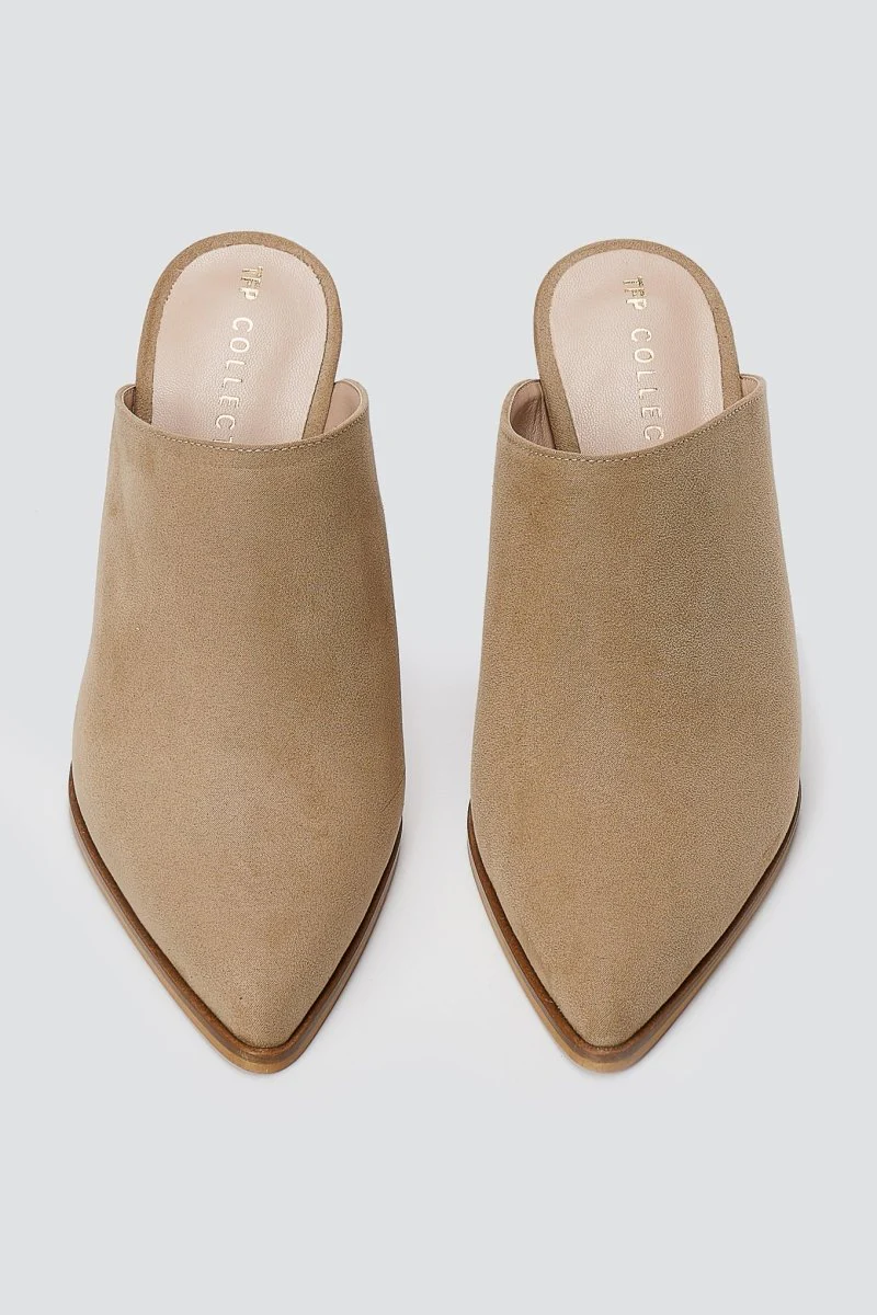 Clogs με τετράγωνο τακούνι - Μπεζ Σουέντ - Image 8
