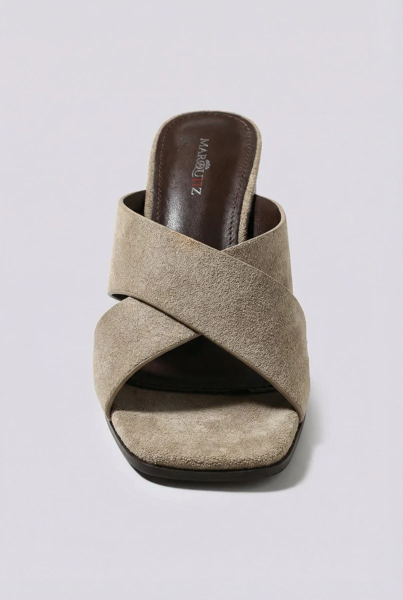 Mules με τετράγωνο τακούνι - Ταμπά suede - Image 7