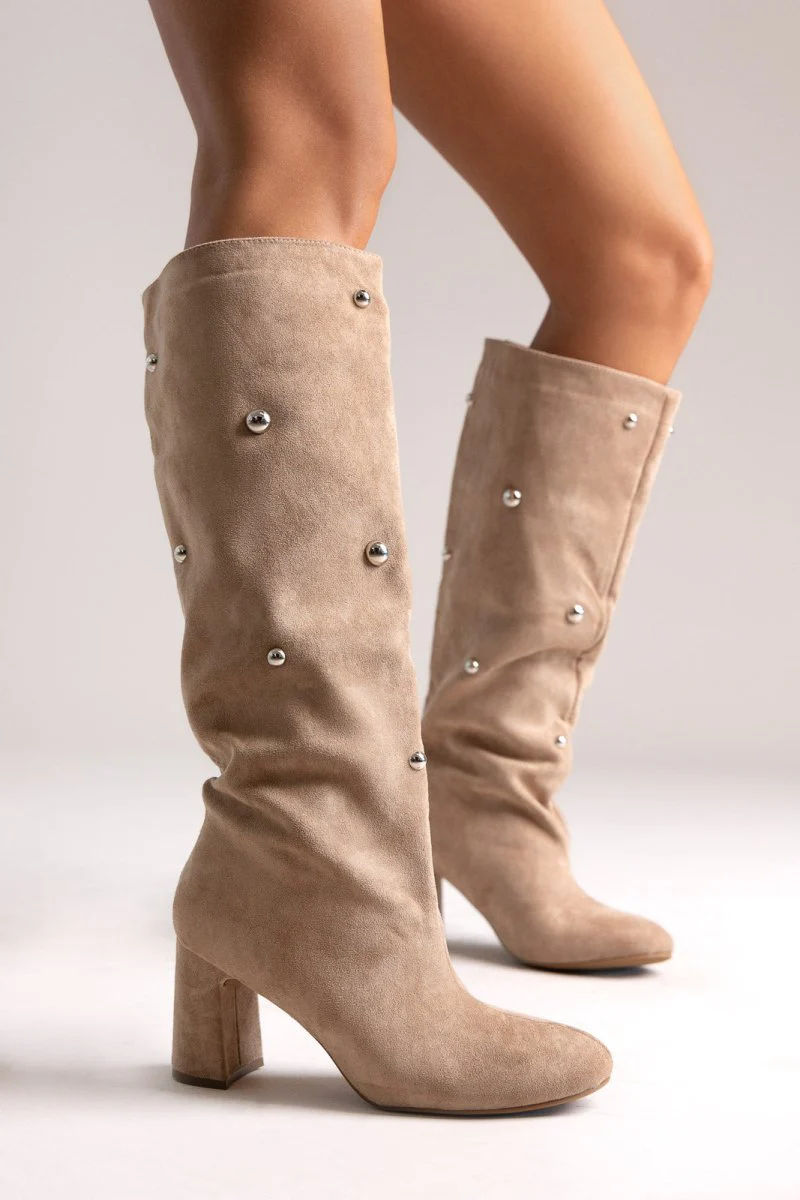 Μπότες Studded - Taupe Suede - Image 6
