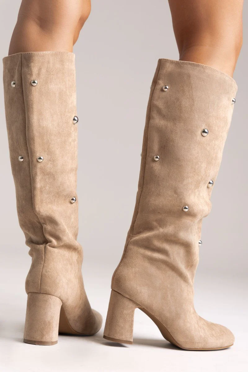Μπότες Studded - Taupe Suede - Image 7