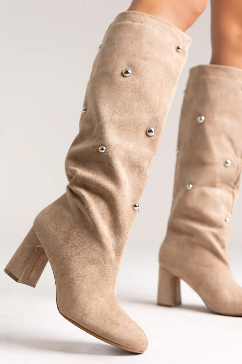 Μπότες Studded - Taupe Suede - Image 8