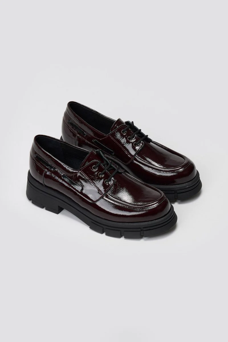 Chunky Oxfords - Μπορντώ Λουστρίνι - Image 4