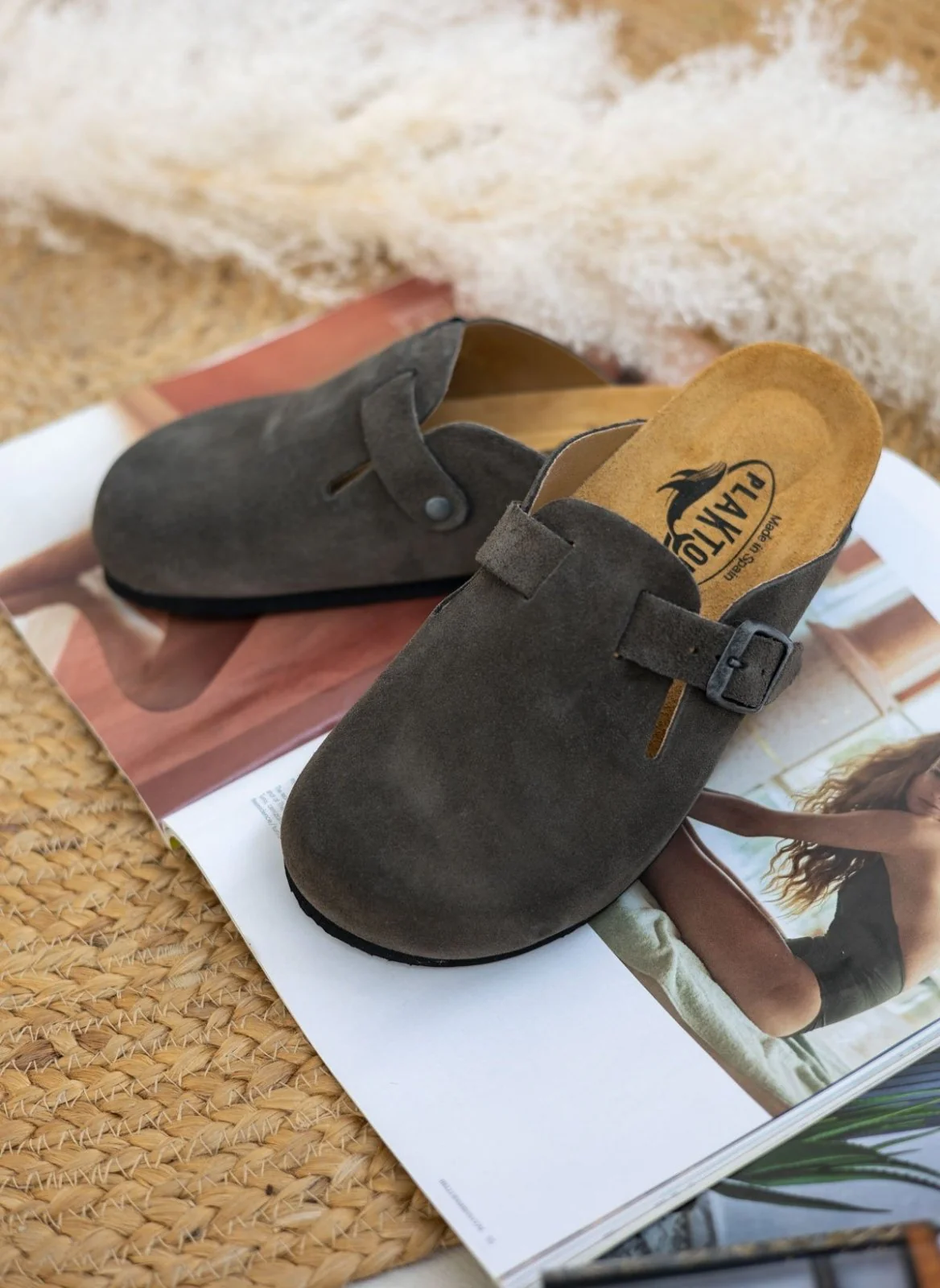 Σουέντ Ανατομικά Clogs - Χακί - Image 11