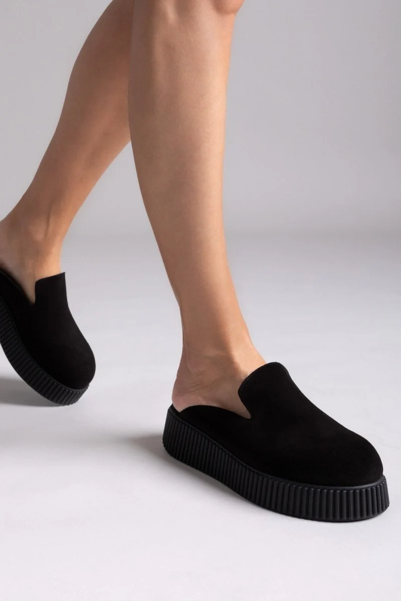 Σουέντ Flatform Clogs - Μαύρο - Image 3