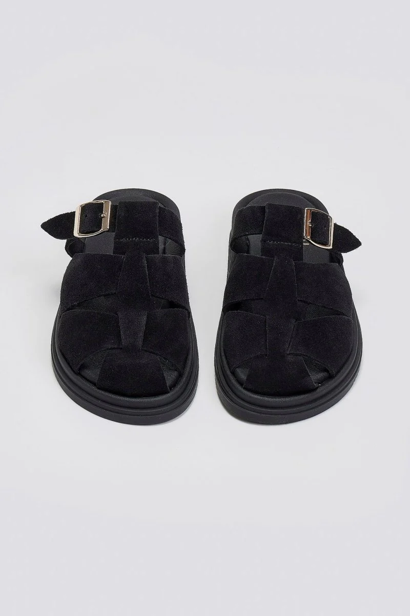 Σουέντ clogs με αγκράφα - Μαύρο - Image 2