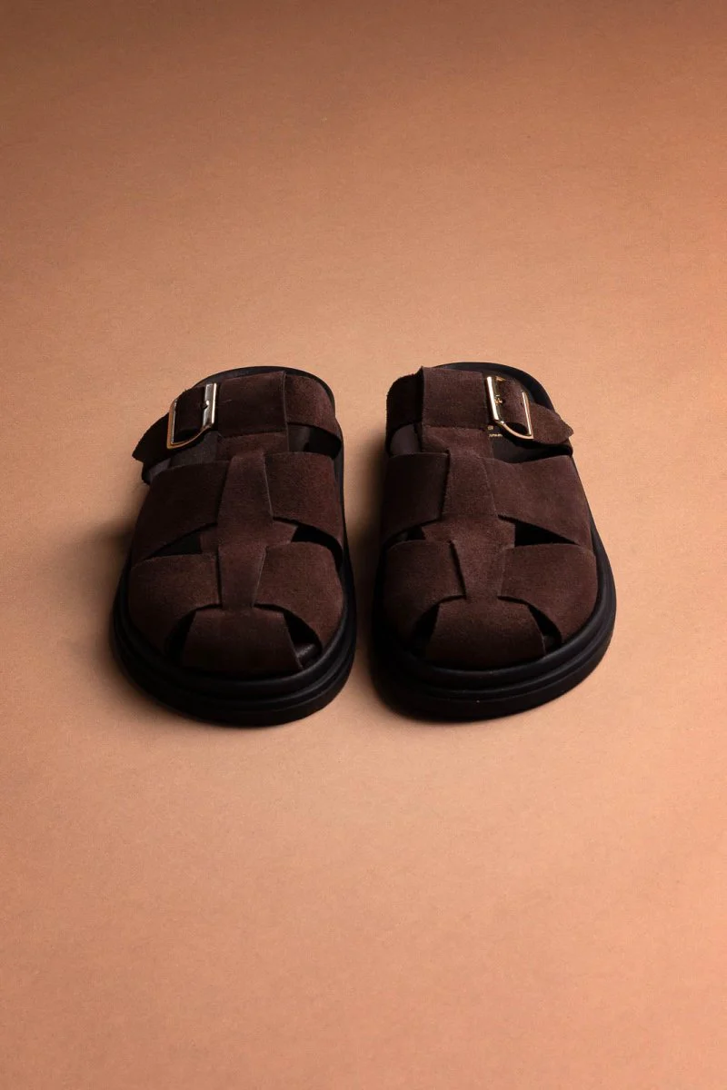 Σουέντ clogs με αγκράφα - Καφέ - Image 8