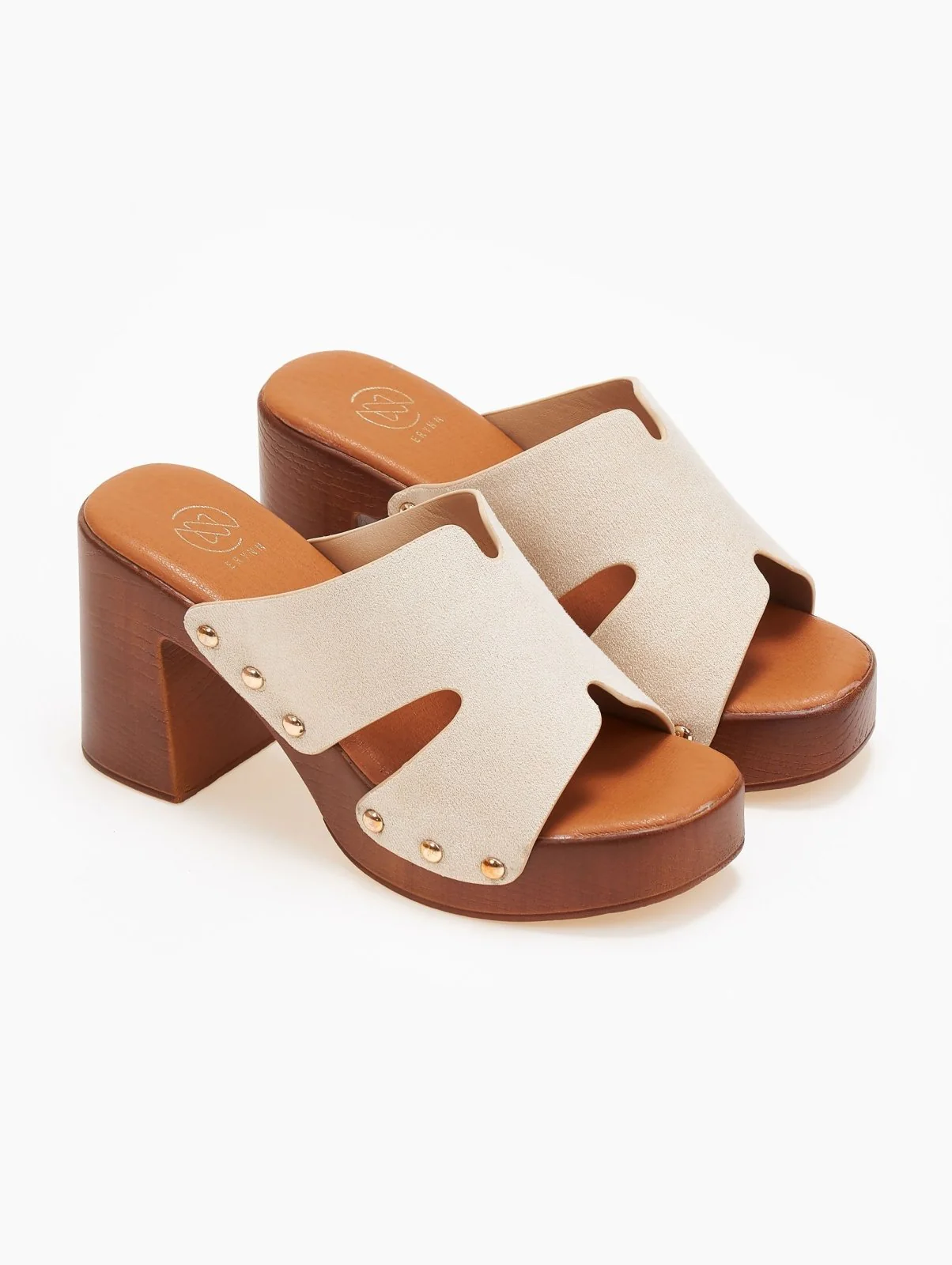 Σουέντ Clogs με τρουκς - Μπεζ - Image 4