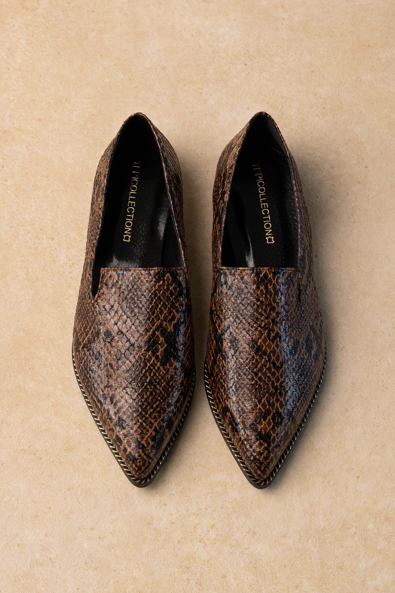 Μυτερά μοκασίνια - Καφέ Snake Print - Image 3