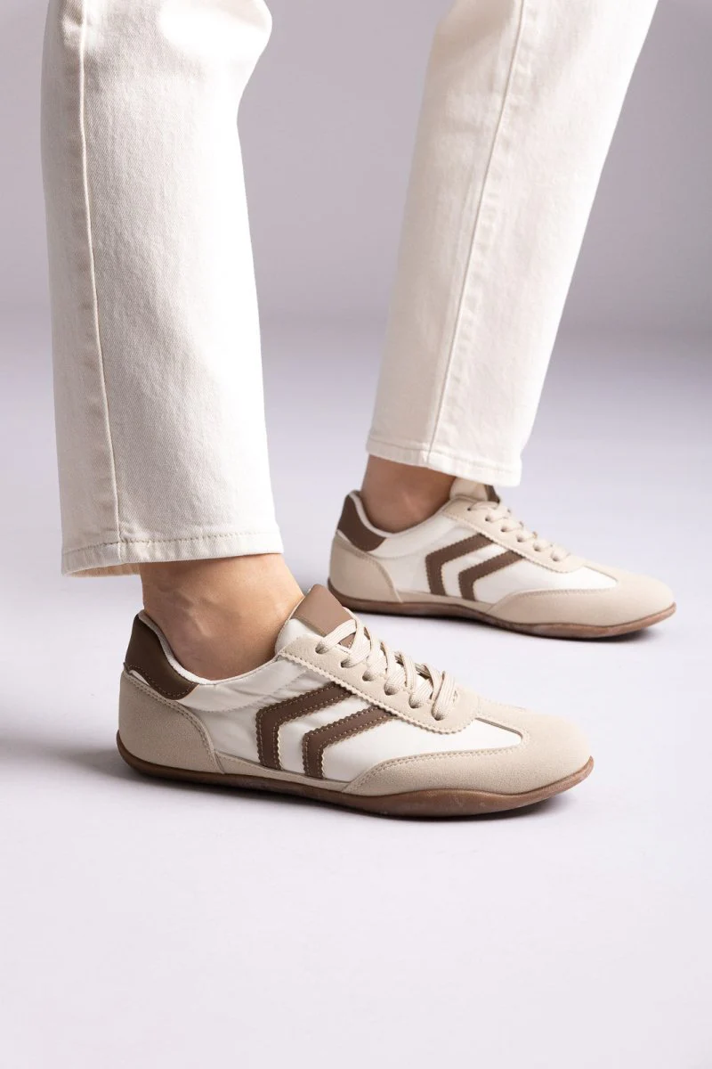 Άνετα χαμηλά Sneakers - Μπεζ Σουέντ - Image 3