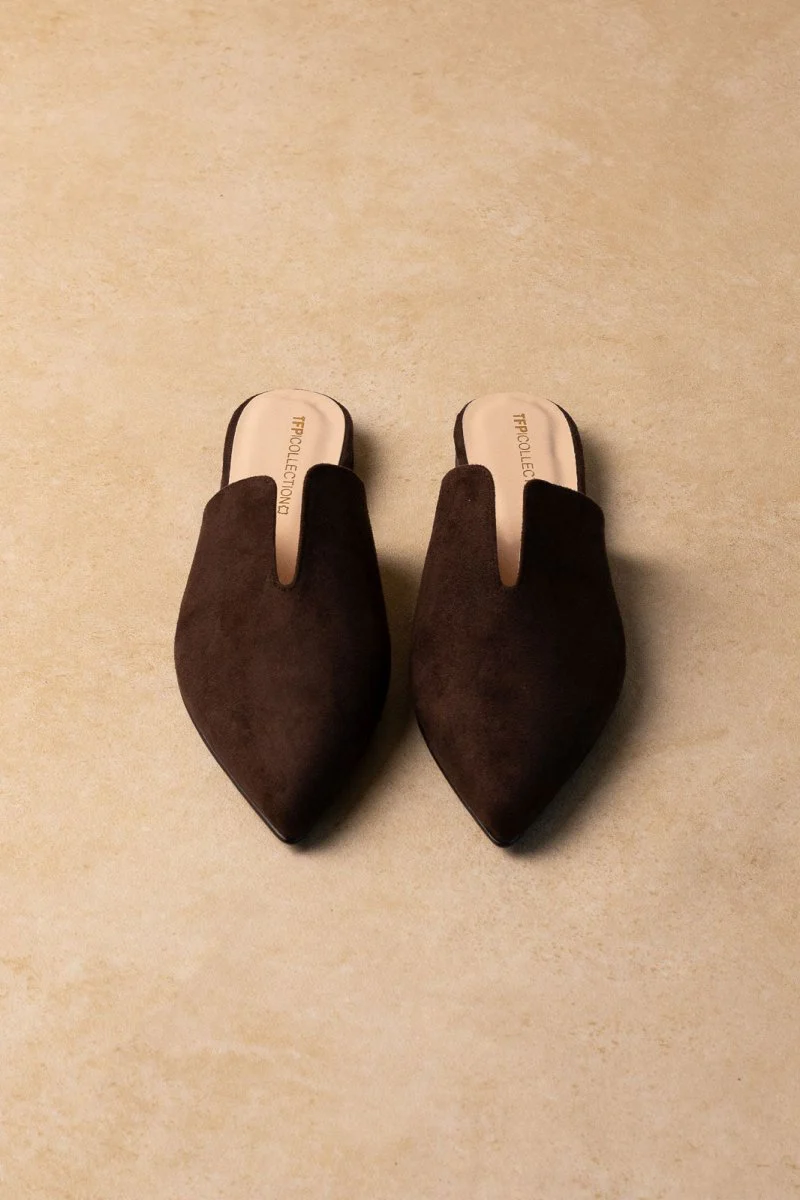 Μυτερά Mules - Καφέ Σουέτ - Image 2