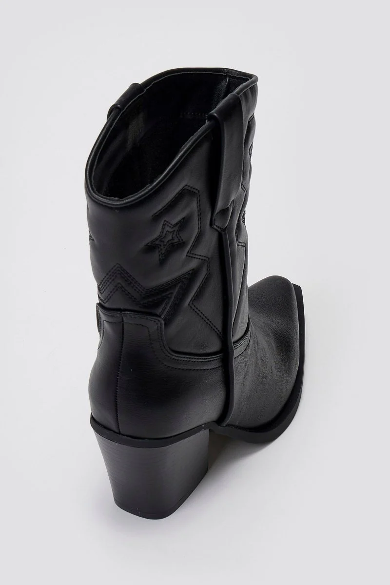 Μποτάκια cowboy - μαύρο ματ - Image 7