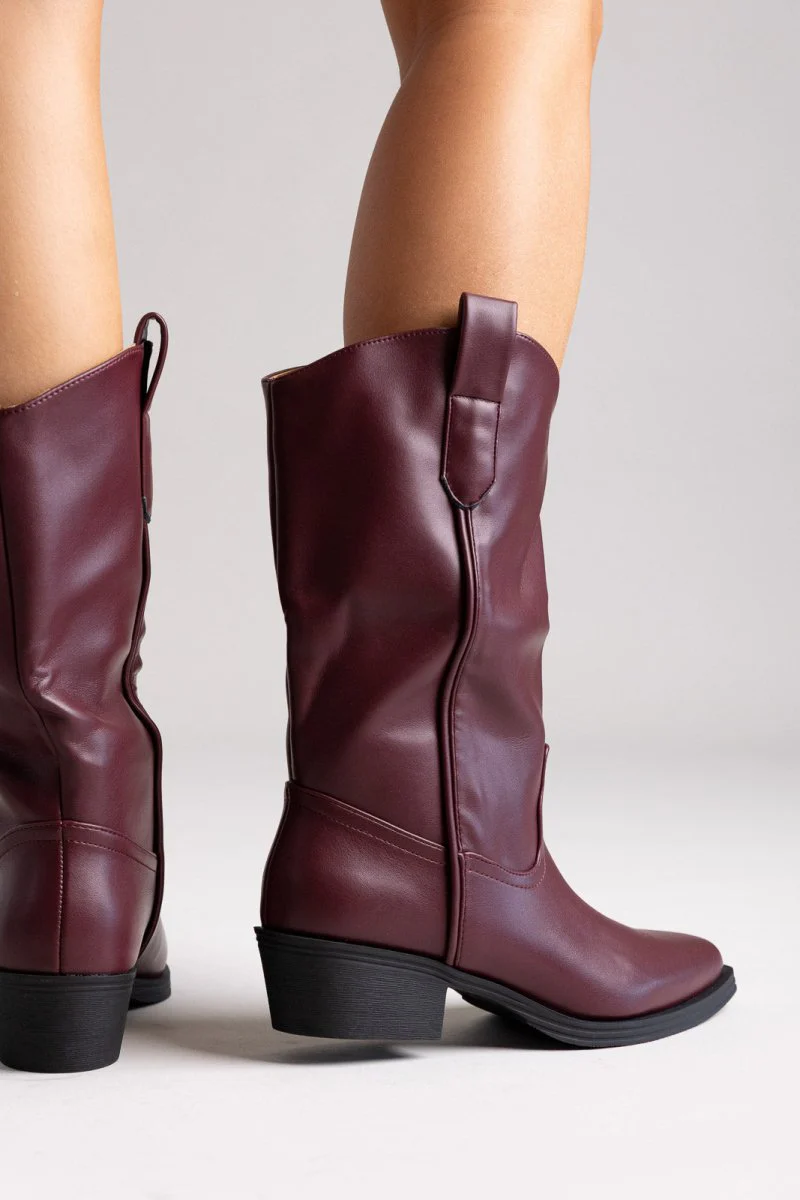 Μπότες cowboy mid calf - μπορντό matte - Image 2