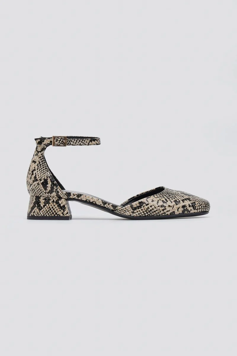 Μπαλαρίνες με μπαρέτα - Ιβουάρ Μαύρο Snake Print - Image 3