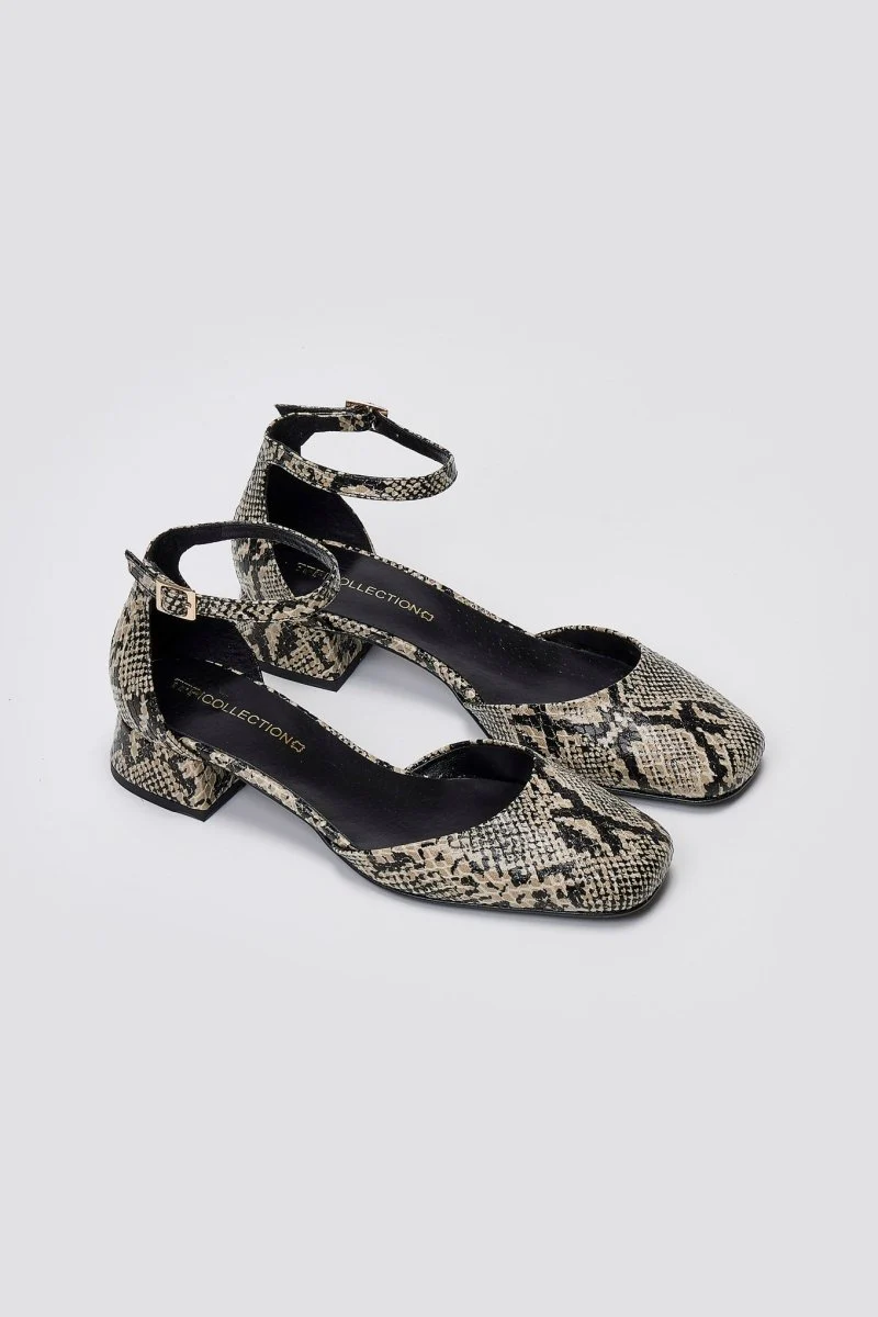 Μπαλαρίνες με μπαρέτα - Ιβουάρ Μαύρο Snake Print - Image 4