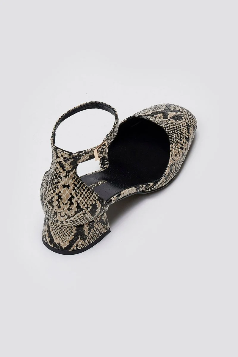 Μπαλαρίνες με μπαρέτα - Ιβουάρ Μαύρο Snake Print - Image 7