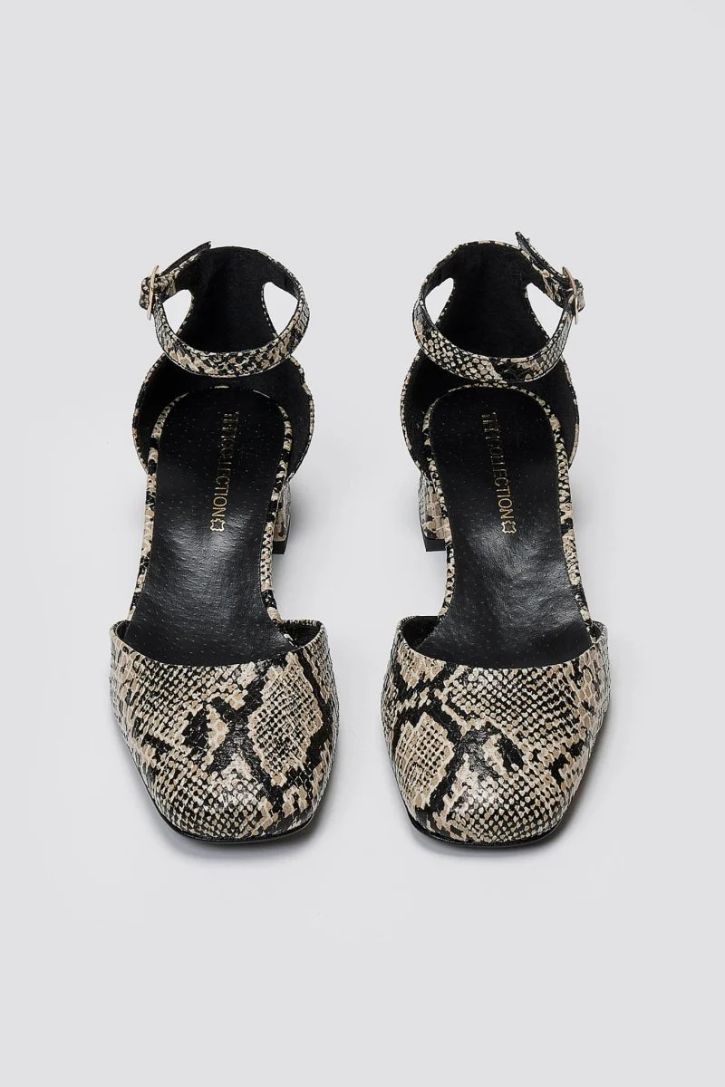 Μπαλαρίνες με μπαρέτα - Ιβουάρ Μαύρο Snake Print - Image 8