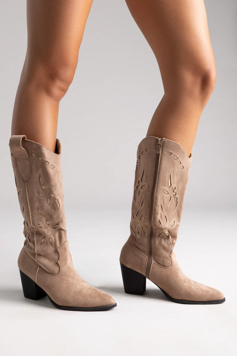 ERYNN Cowboy Μπότες - Taupe Suede - Image 3