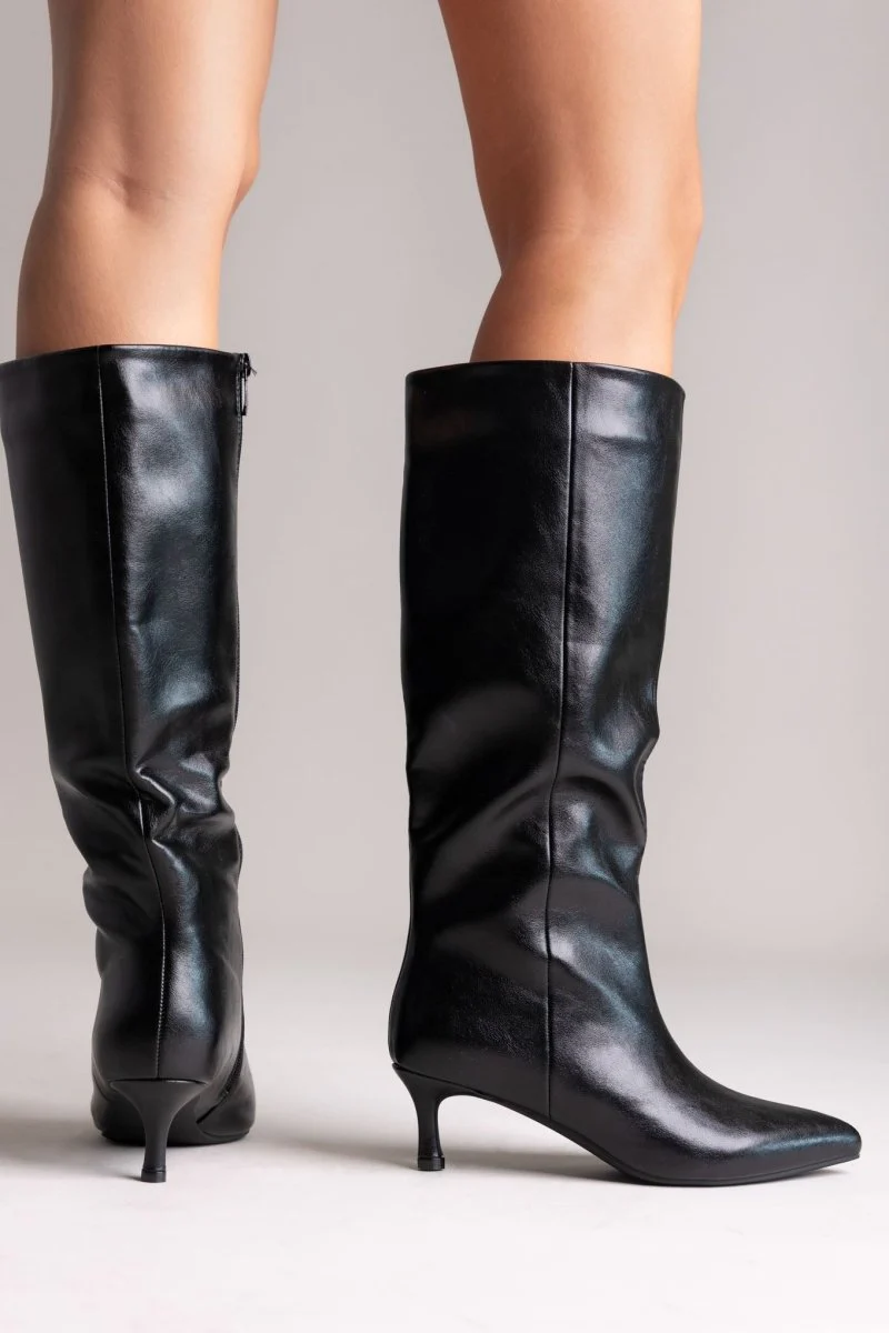 Kitten heel μπότες - Μαύρο Σπαστό Λουστρίνι - Image 5