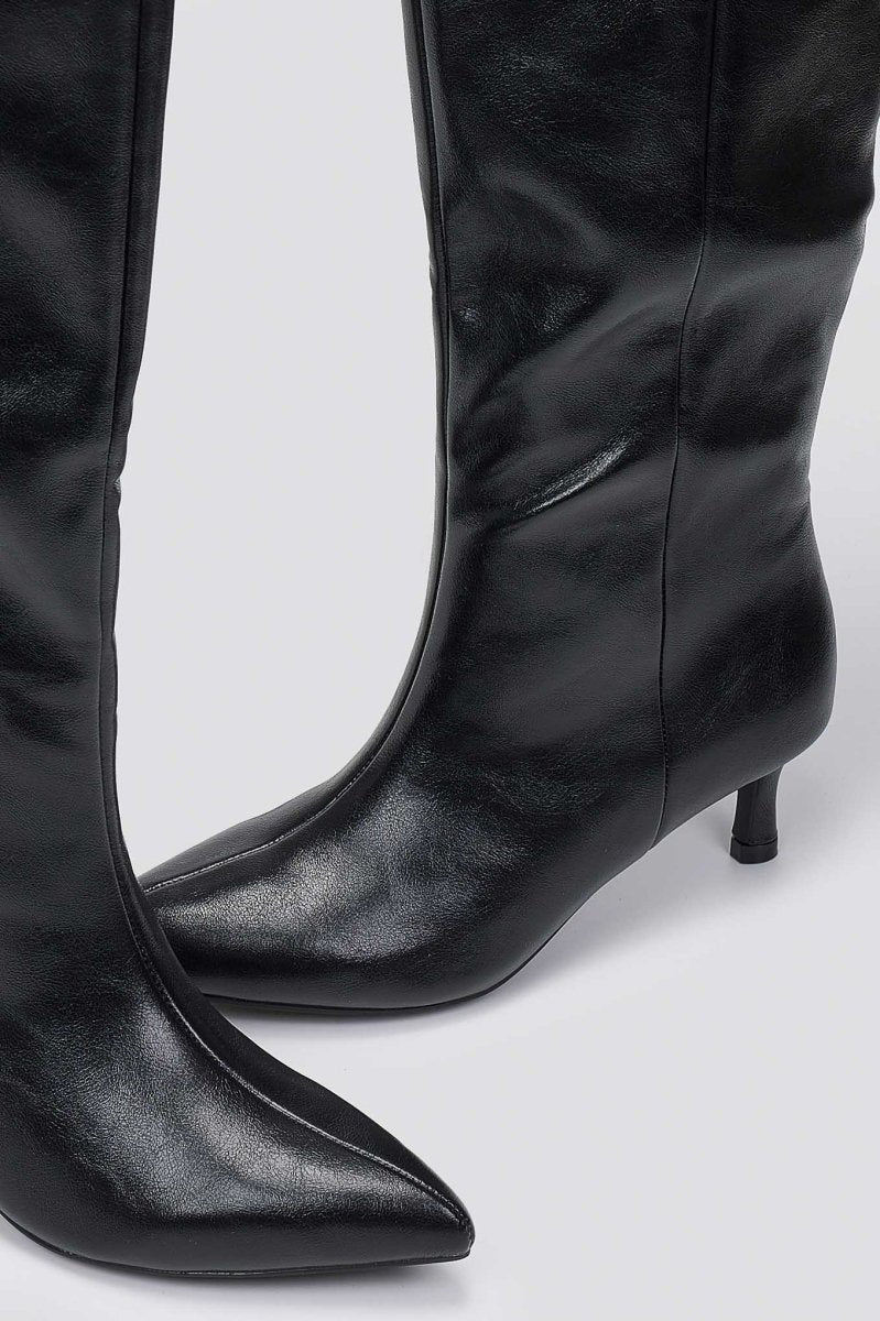 Kitten heel μπότες - Μαύρο Σπαστό Λουστρίνι - Image 7