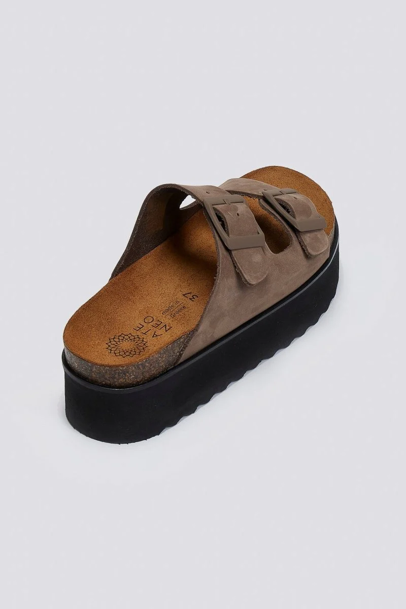 Σανδάλια flatforms nubuck - Τάουπε - Image 6