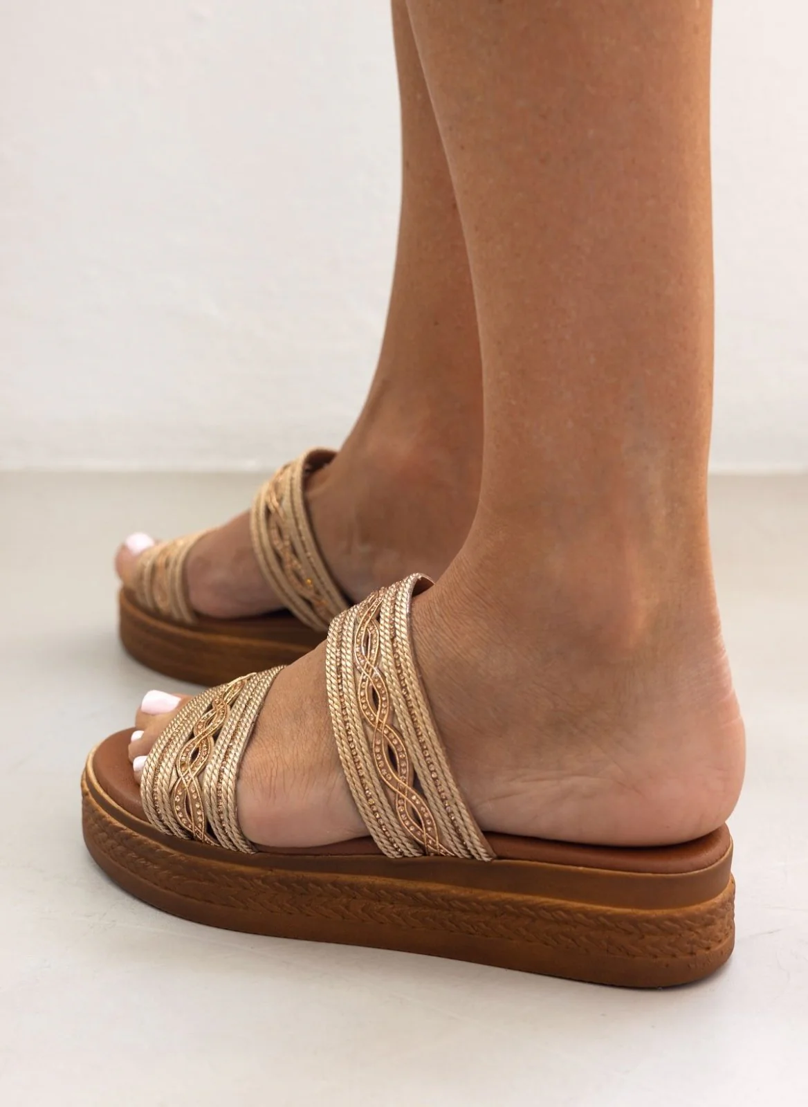 Flatform σανδάλια με λουριά από σχοινί - Χαλκός - Image 7