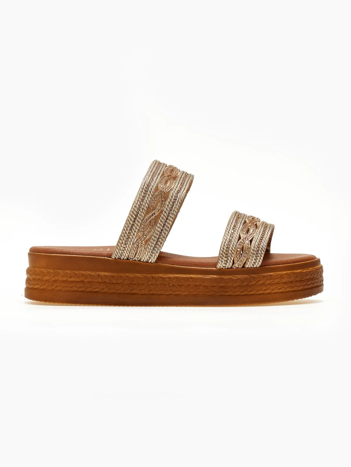 Flatform σανδάλια με λουριά από σχοινί - Χαλκός - Image 8
