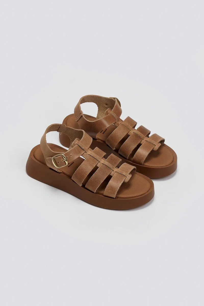 Flatforms δερμάτινα σανδάλια gladiator - Τάουπε - Image 6