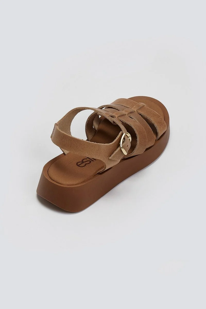 Flatforms δερμάτινα σανδάλια gladiator - Τάουπε - Image 7