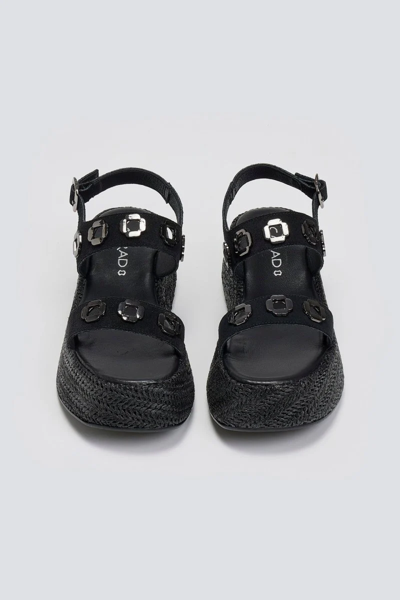 Δερμάτινα σανδάλια Flatform - Μαύρο - Image 3