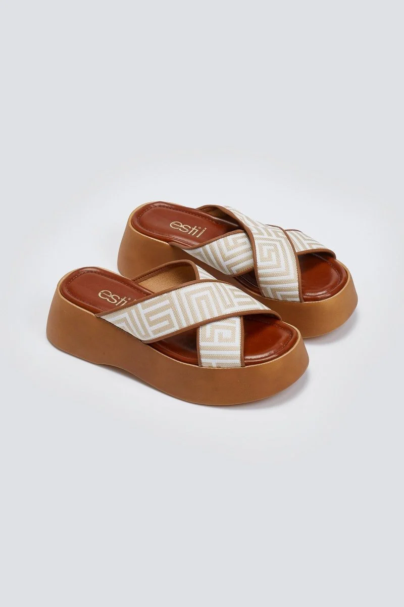 Σανδάλια flatform με χιαστί φάσα - Ταμπά - Image 2