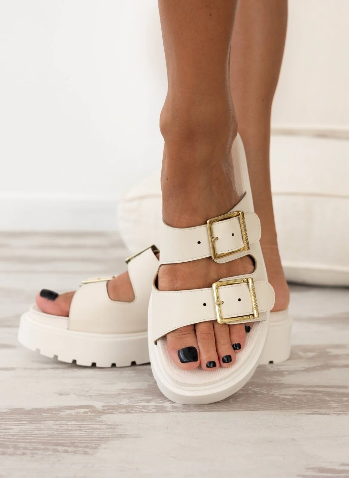 Σανδάλια Flatform με φάσες - Λευκό - Image 9