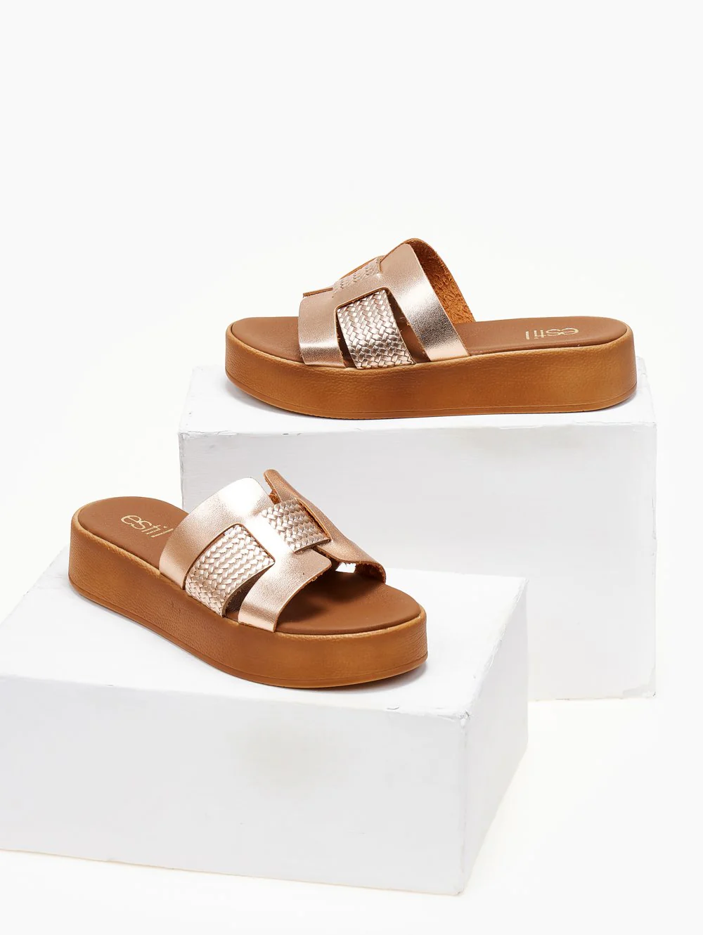 Flatform Σανδάλια με Πλεκτό Σχέδιο - Χαλκός - Image 3