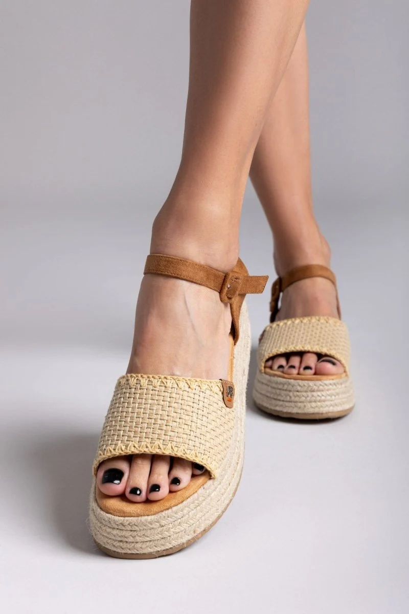 Flatform σανδάλια με πλεκτό σχέδιο - Μπεζ - Image 6