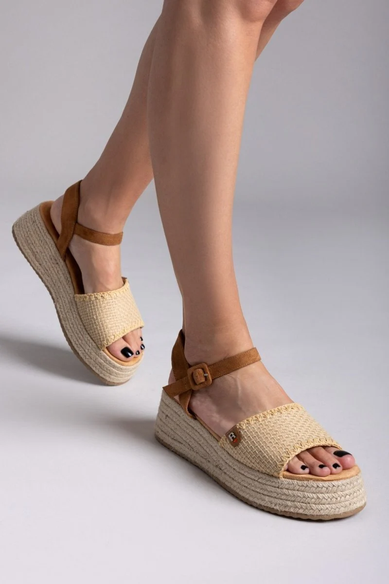 Flatform σανδάλια με πλεκτό σχέδιο - Μπεζ - Image 7