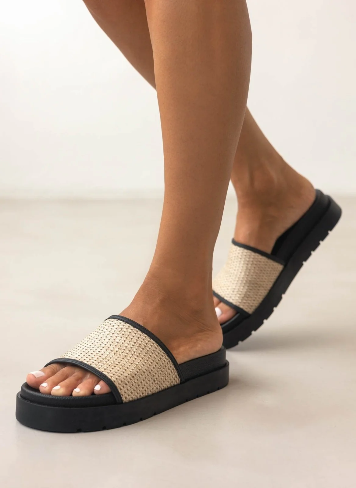 Σανδάλια Flatform με λουρί από ψάθα - Μπεζ - Image 9