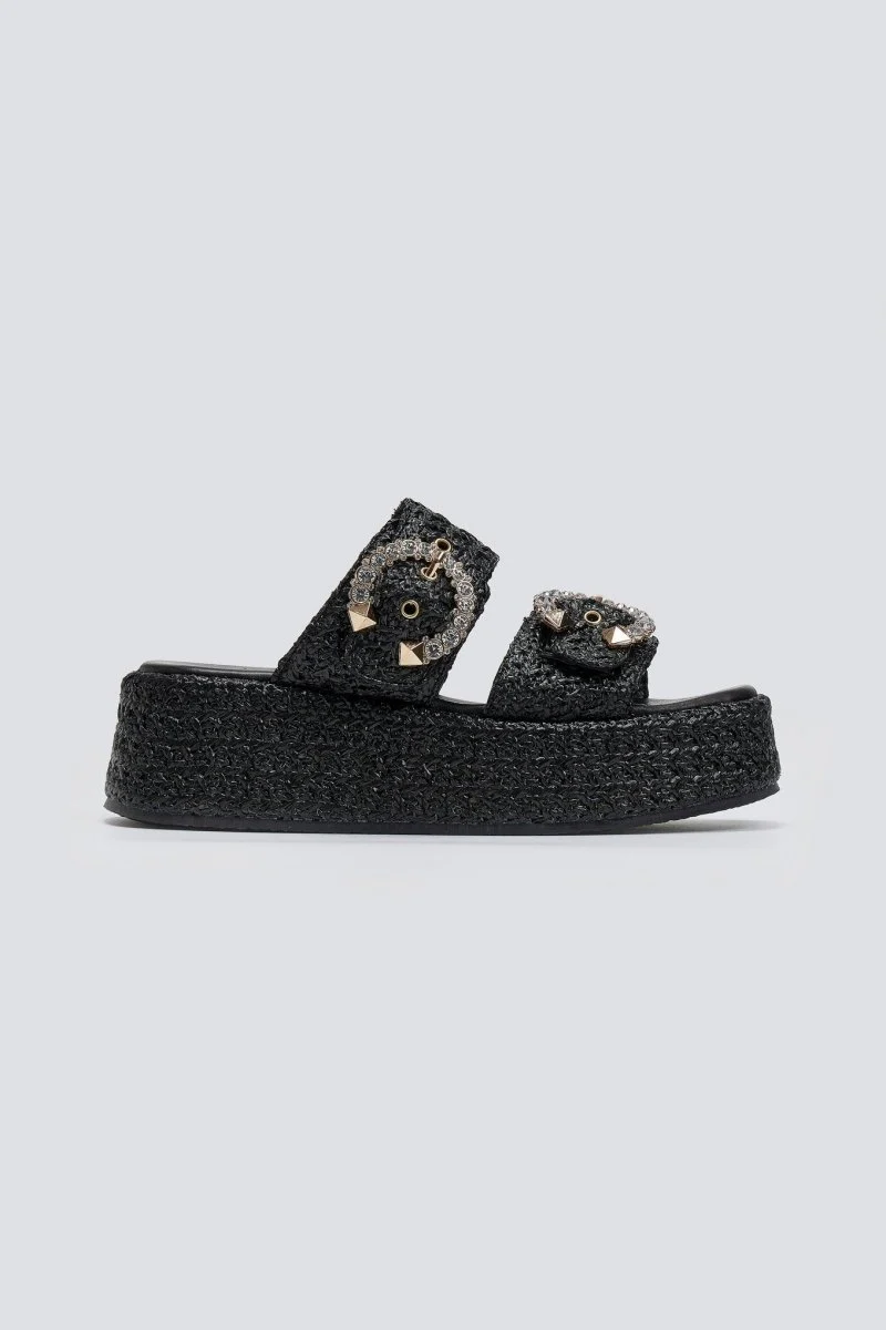 Σανδάλια Flatform με στρας - Μαύρο - Image 8