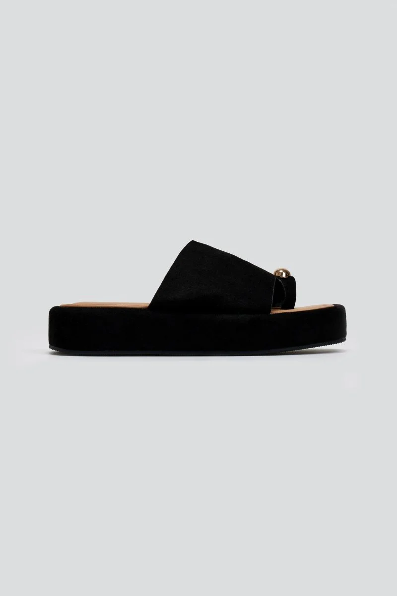 Flatforms σανδάλια suede - Μαύρο