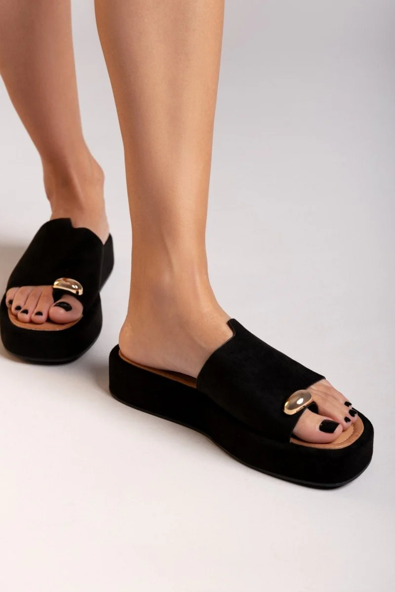 Flatforms σανδάλια suede - Μαύρο - Image 7