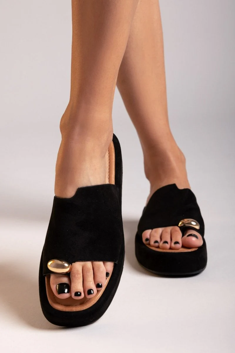 Flatforms σανδάλια suede - Μαύρο - Image 8